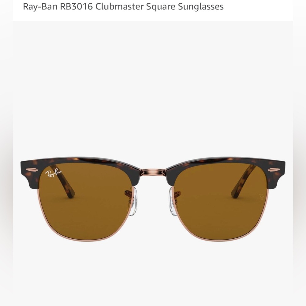 Ray-Ban RB3016 Clubmaster Square Sunglasses Havana/Rose Gold/B-15 Brown 49mil